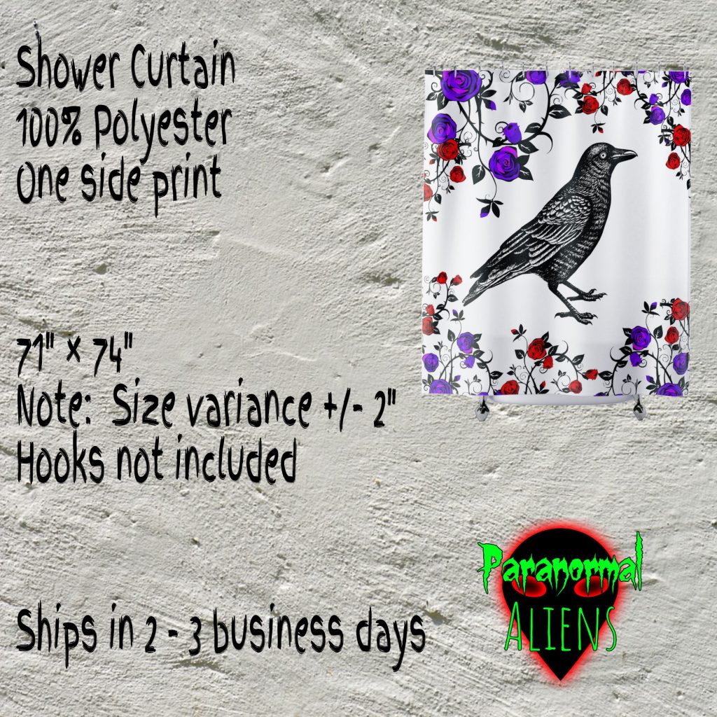 Unique Shower Curtain, Raven and Roses, Goth Decor, Horror Gift, Halloween Decoration, Gothic Gift Idea, Spooky Home Decor - Image 5