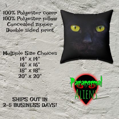 Black Cat Halloween Pillow, Goth Decor, Goth Gift, Halloween Decoration, Gothic Horror, Black Cat Sofa Pillow - Image 5