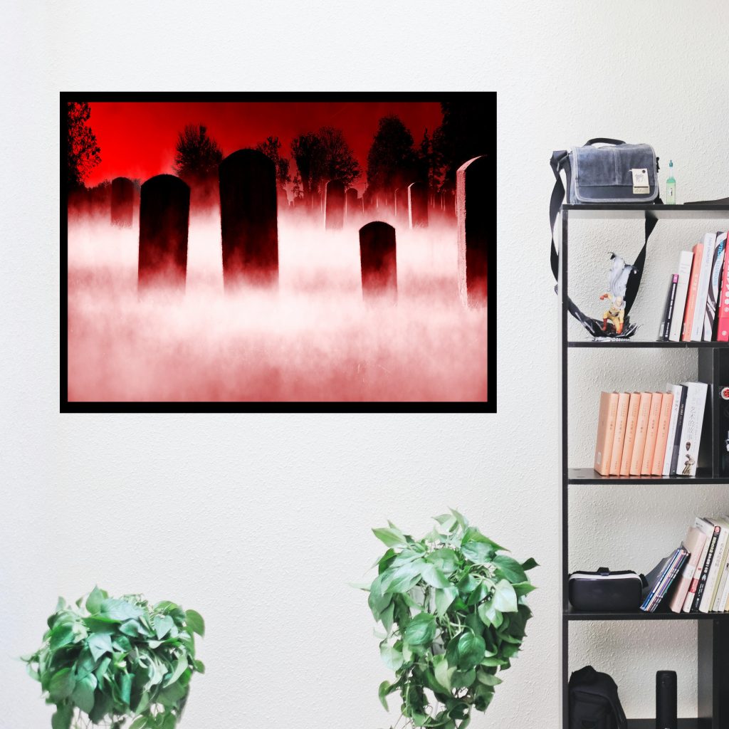 Creepy Landscape Cemetery Photo, Horror Art Print, Halloween Graveyard Wall Art, Cemetary Dark Art - Image 4