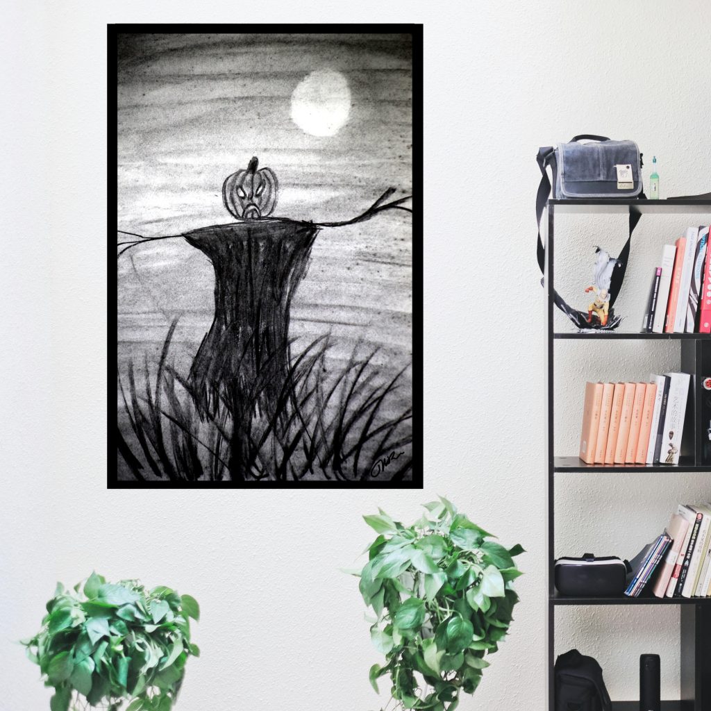 Halloween Wall Art, Scarecrow Drawing, Pumpkin Gift For Horror Lover, Halloween Print, Goth Wall Art, Creepy Gothic Print - Image 4