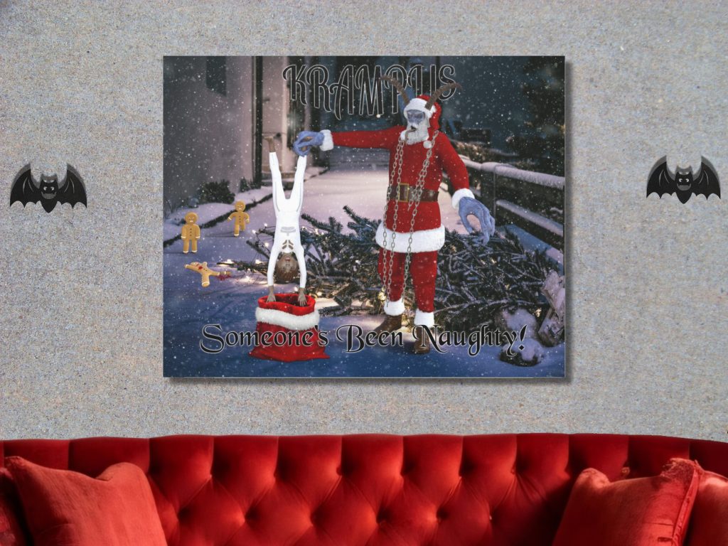 Someone's Been Naughty Krampus Print Canvas, Christmas Demon, Gothic Horror Wall Art, Christmas Horror Gift, Santa Claus - Image 2