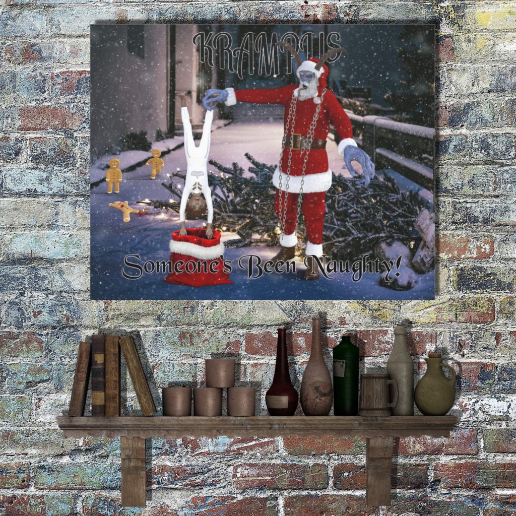 Someone's Been Naughty Krampus Print Canvas, Christmas Demon, Gothic Horror Wall Art, Christmas Horror Gift, Santa Claus - Image 3