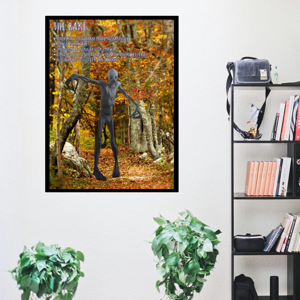 Mysterious Rake Creature Horror Poster, Autumn Fall Landscape Print, Goth Gift, Scary Monster Art, Dark And Moody Landscape - Image 4