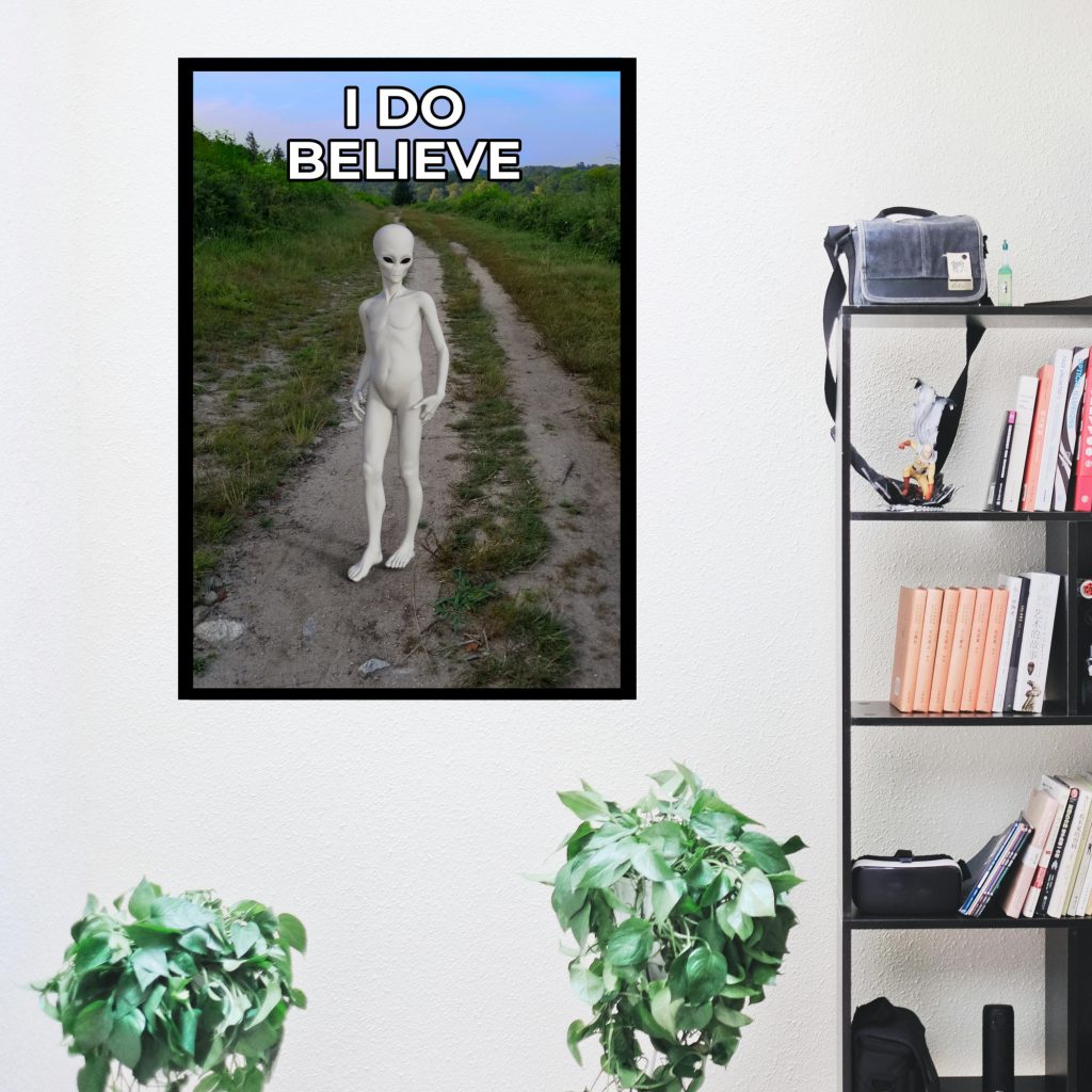 I Do Believe Alien Poster, Goth Wall Art, Alien Lover Gift, Horror Wall Decor, Cryptid Alien Decor, Creepy Poster, UFO Decor - Image 4