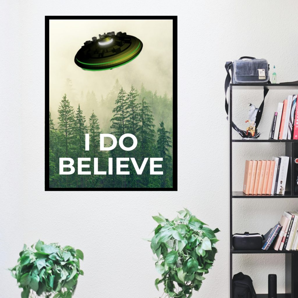 I Do Believe UFO Poster, Gothic Wall Art, Creepy Poster, UFO Lover Gift, Dark Art Print, Alien Decor - Image 4