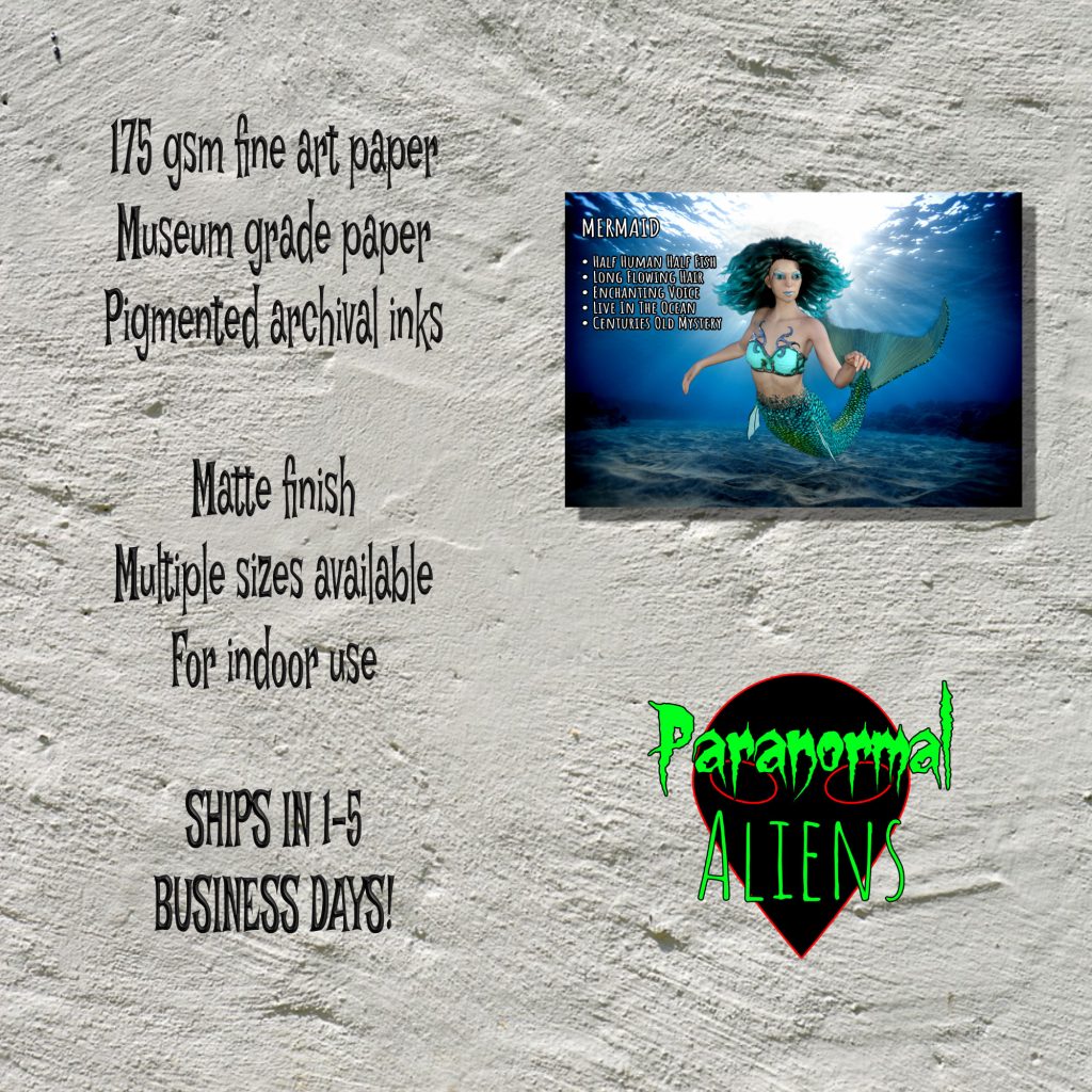 Female Mermaid Informational Poster | Cryptozoology Cryptid Dark Art Print Mermaid Wall Decor - Image 5
