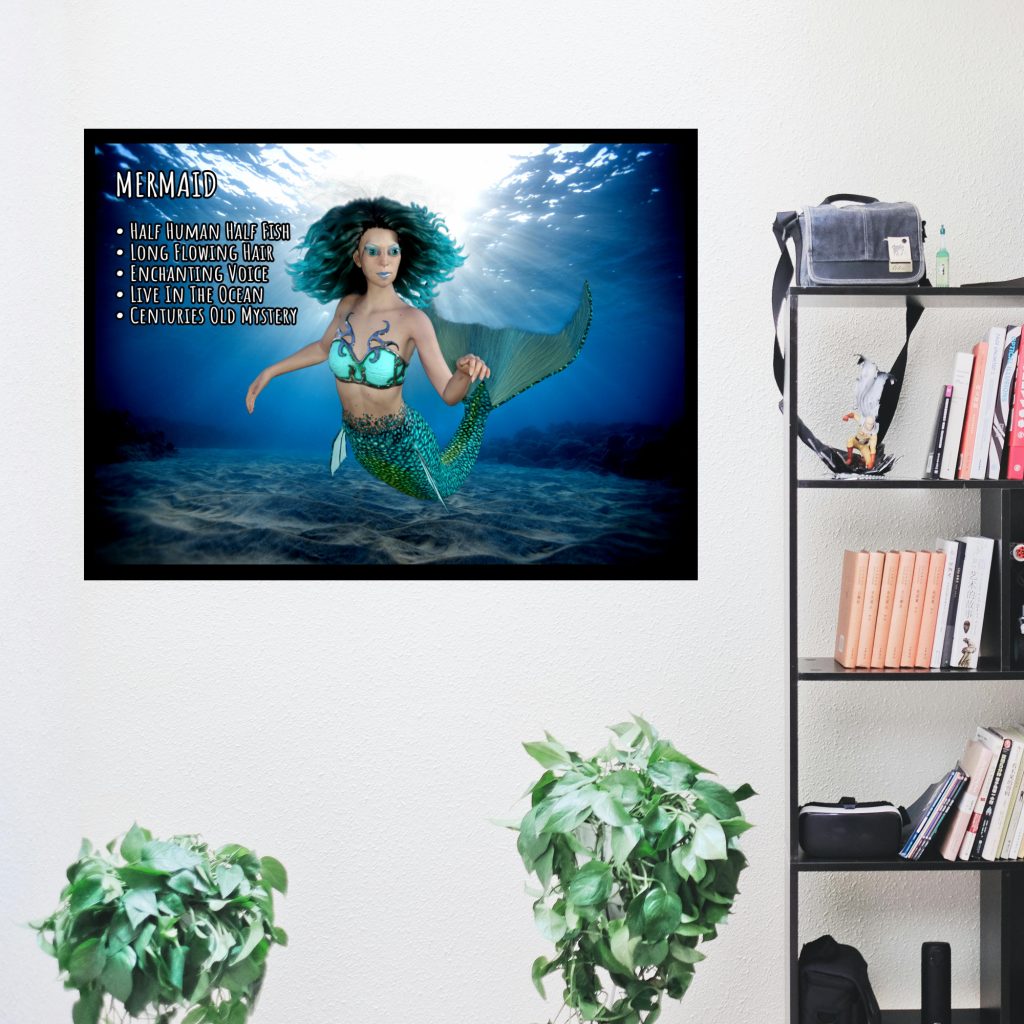 Female Mermaid Informational Poster | Cryptozoology Cryptid Dark Art Print Mermaid Wall Decor - Image 4