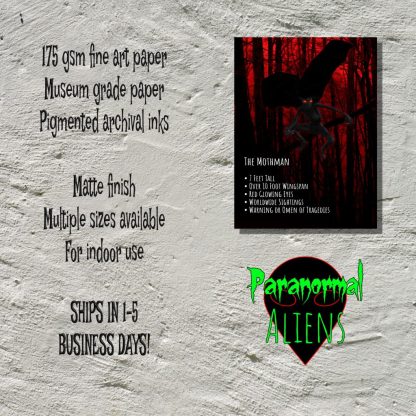 Mothman Poster, Dark Art Print, Horror Poster, Dark And Moody Mothman, Cryptid Informational Poster - Image 5