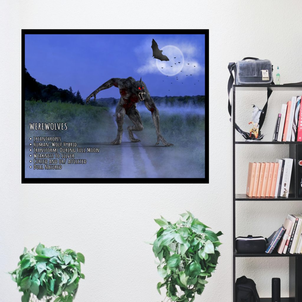 Scary Werewolf Print, Gothic Wall Art Horror Cryptid Poster, Horrifying Monster Informational Poster, Cryptozoology, Horror Gift - Image 4
