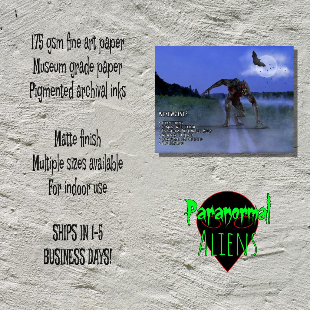 Scary Werewolf Print, Gothic Wall Art Horror Cryptid Poster, Horrifying Monster Informational Poster, Cryptozoology, Horror Gift - Image 5