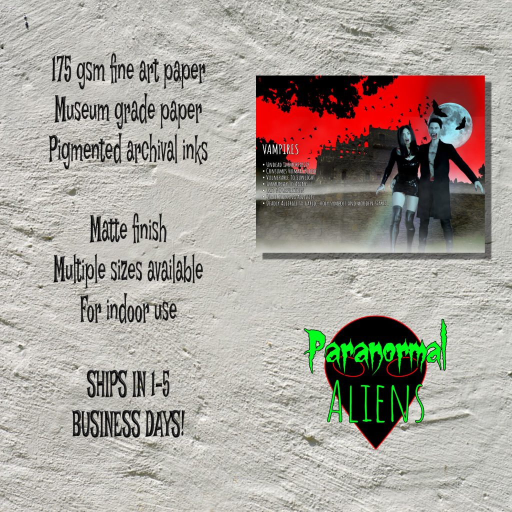 Vampire Goth Art Print, Monster Vampire Dark Art Print, Goth Gift, Vampire Informational Poster, Gothic Wall Art - Image 5