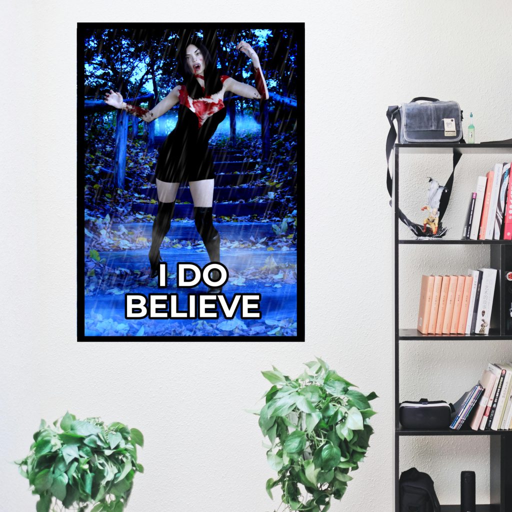 I Do Believe In Vampires Poster, Horror Art Print, Creepy Poster, Goth Gift, Living Room Art, Goth Wall Decor, Moody Wall Art - Image 4