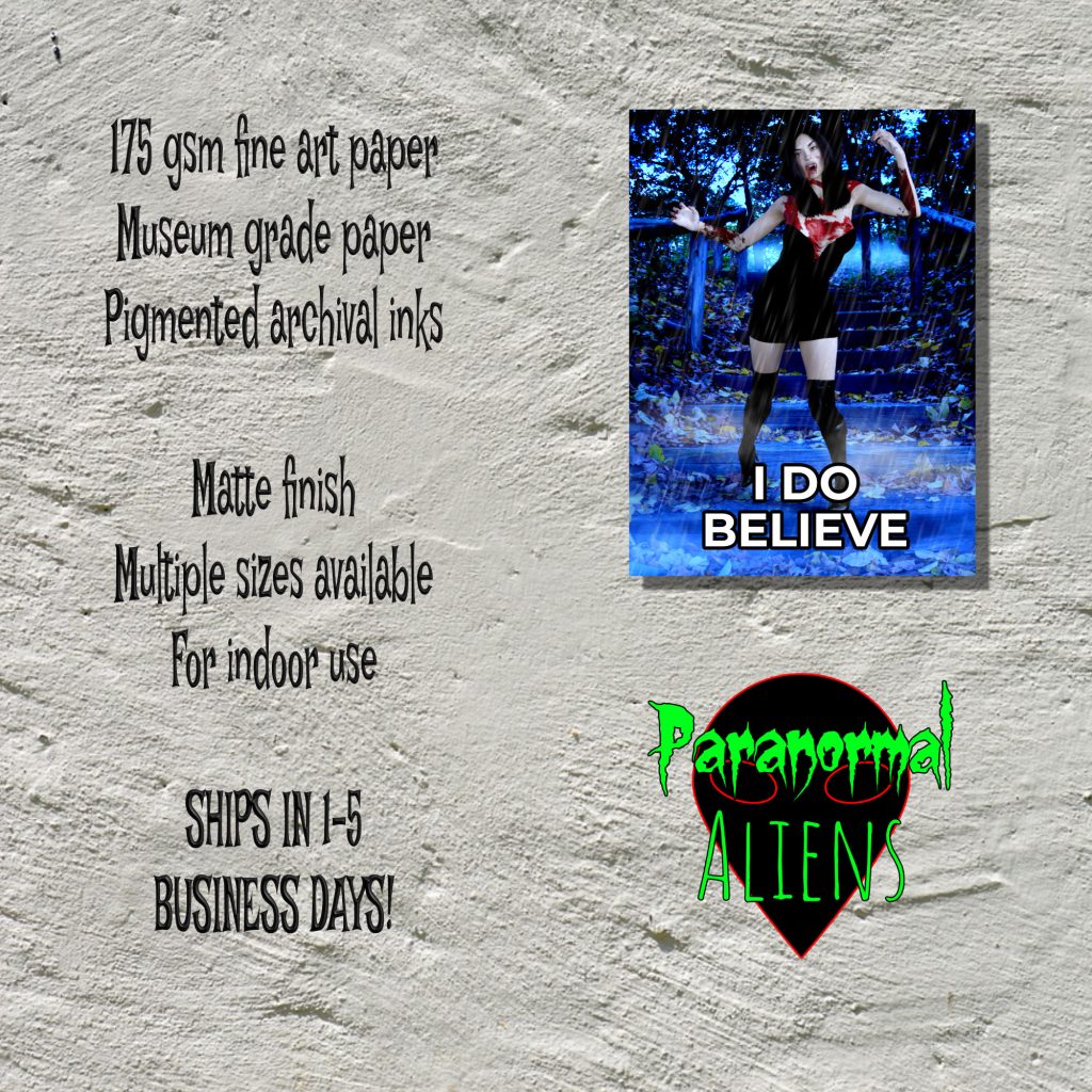 I Do Believe In Vampires Poster, Horror Art Print, Creepy Poster, Goth Gift, Living Room Art, Goth Wall Decor, Moody Wall Art - Image 5