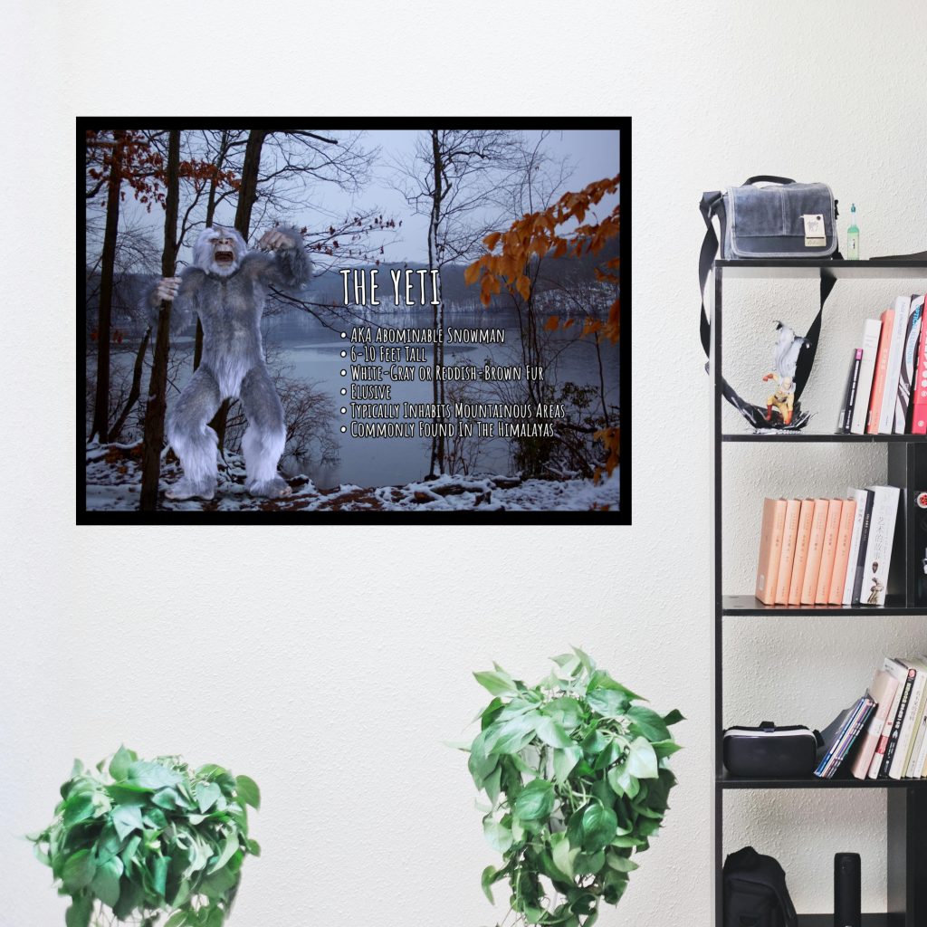 Yeti Bigfoot Poster, Horror Gift, Yeti Bigfoot Informational Poster, Winter Landscape, Cryptid Snowbeast Cryptozoology - Image 4