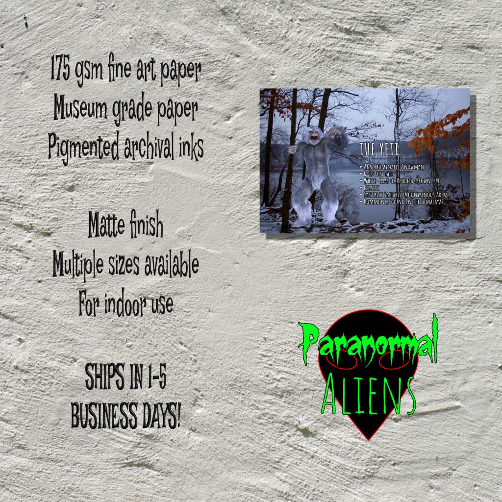 Yeti Bigfoot Poster, Horror Gift, Yeti Bigfoot Informational Poster, Winter Landscape, Cryptid Snowbeast Cryptozoology - Image 5