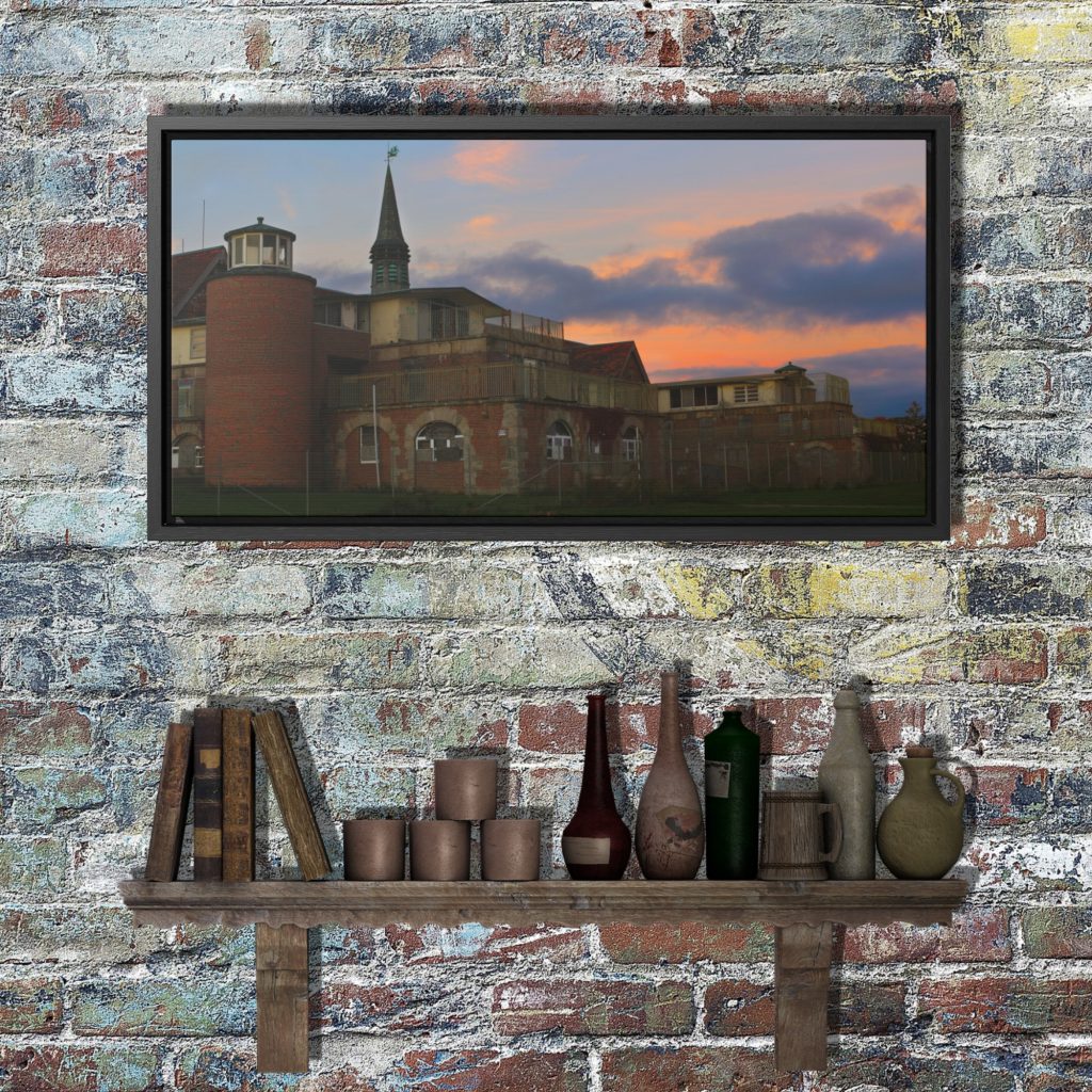 Haunted New England Seaside Sanatorium Framed Canvas, Creepy Horror Art, Goth Decor, Gift For Horror, Scary Building Art - Image 3