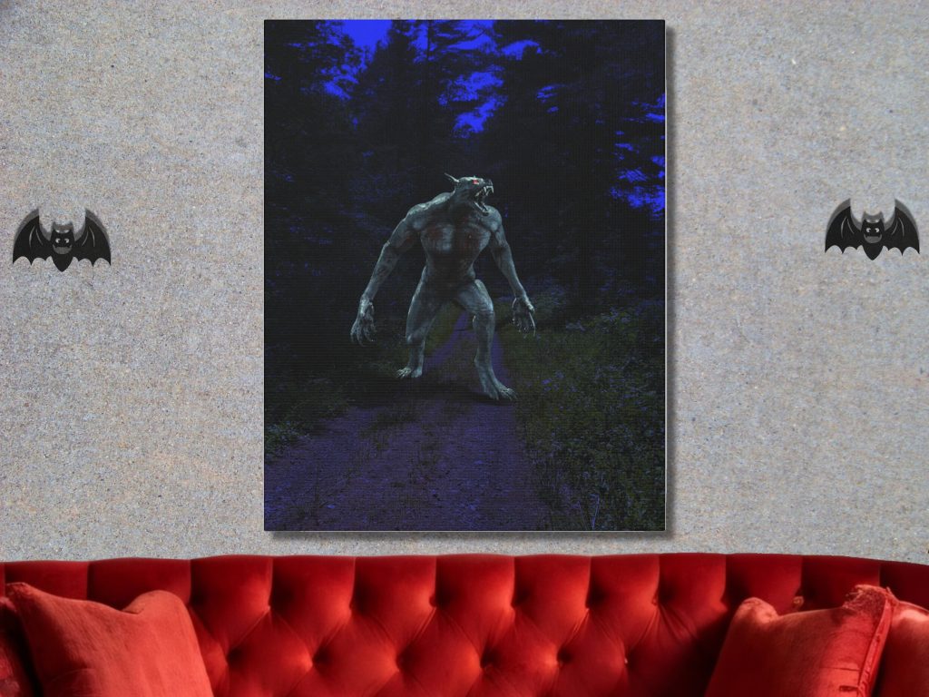 Scary Werewolf Canvas Art Print, Horror Wall Art, Unique Canvas Wall Print, Wolfman Design, Gothic Gift - Image 2