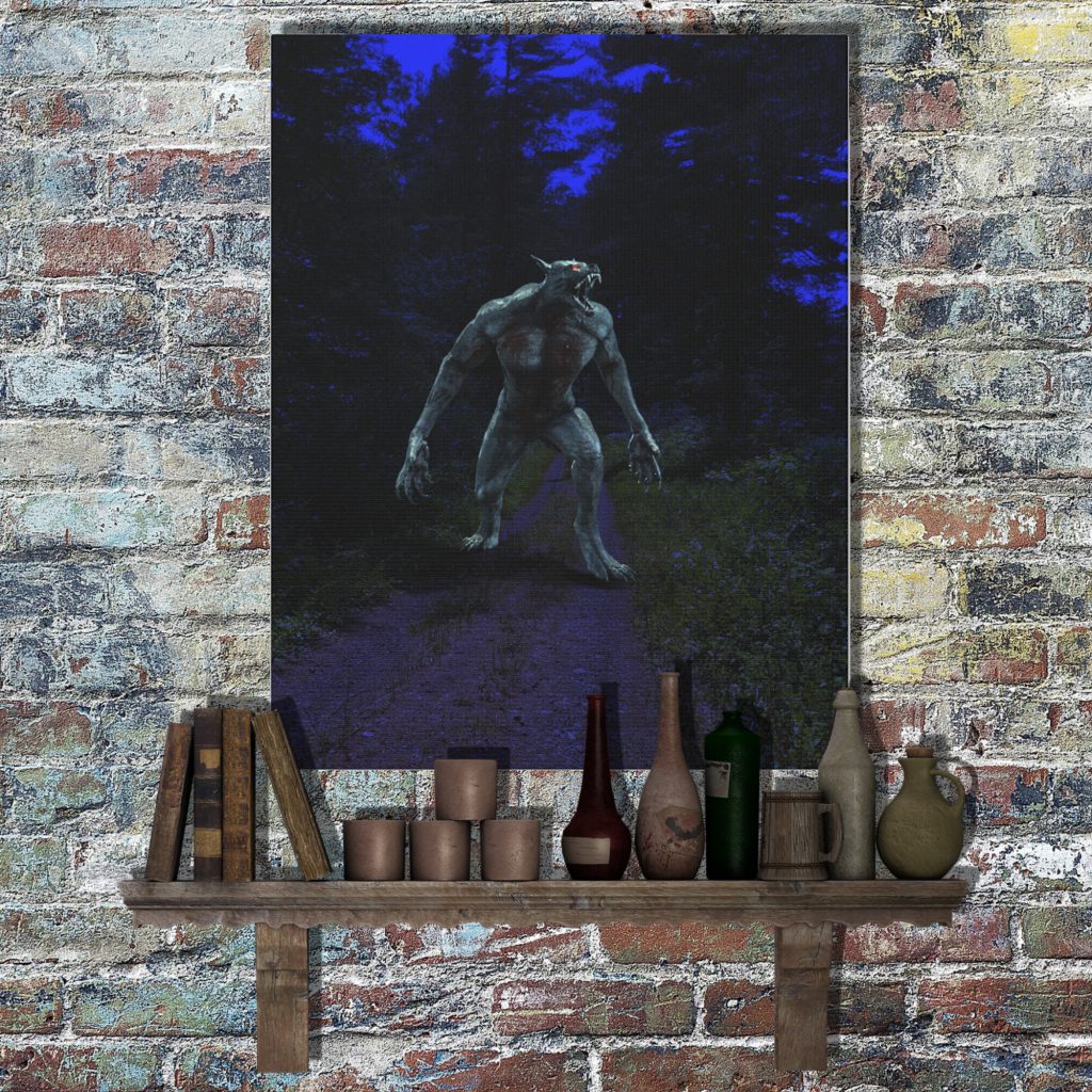Scary Werewolf Canvas Art Print, Horror Wall Art, Unique Canvas Wall Print, Wolfman Design, Gothic Gift - Image 3