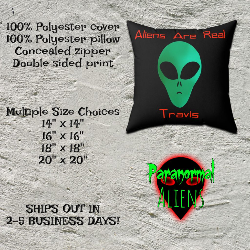 Green Alien Goth Custom Personalized Name Pillow, UFO Area 51 Alien Head, Creepy Decor, Horror Custom Text, Gift Item - Image 5