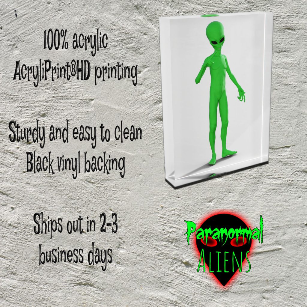 Little Green Men Alien Acrylic Art Display Block, Unique Alien Sculpture, Goth Decor - Image 4