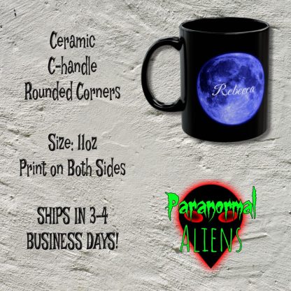 Personalized Custom Text Moon Mug, Ceramic Coffee Cup, Gothic Blue Moon Mug, Halloween Horror, Goth Gift - Image 5
