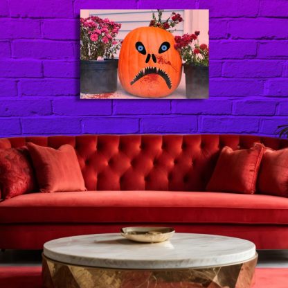 Crazed Jack O Lantern Halloween Canvas Wall Art, Fun Birthday Gift, Horror Decor, Scary Pumpkin Canvas Print, Halloween Decoration - Image 3