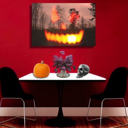 Jack O Lantern Dark Landscape Canvas Print, Goth Gift For Halloween, Horror Decor, Dark Forest Gothic Canvas Wall Art - Image 4