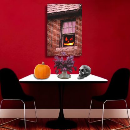 Haunted House Jack O Lantern Canvas Art, Horror Gift, Halloween Decor Canvas Wall Art, Abandoned Building Gothic Art - Image 4