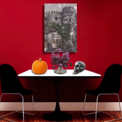Abandoned Gothic Castle Canvas Wall Art, Gothic Fantasy Horror Art, Goth Gift For Her, Spooky Landscape, Haunted Castle Art Canvas Print - Image 4