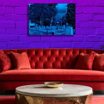 Cemetery Zombie Canvas Wall Art, Midnight Horror Gift, Creepy Canvas Print, Goth Decor - Image 3