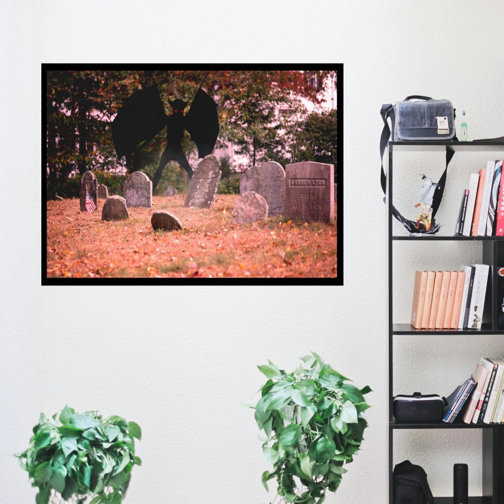 Scary Winged Creature Monster Horror Wall Art, Gothic Decor, Creepy Cemetery Art, Goth Gift, Spooky Fall Landscape Horror Poster - Image 4