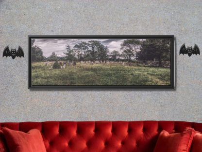 Framed Canvas Wall Art Ancient New England Cemetery, Gift For Horror, Gothic Decor, Dark Landscape, Graveyard Canvas Print - Image 2