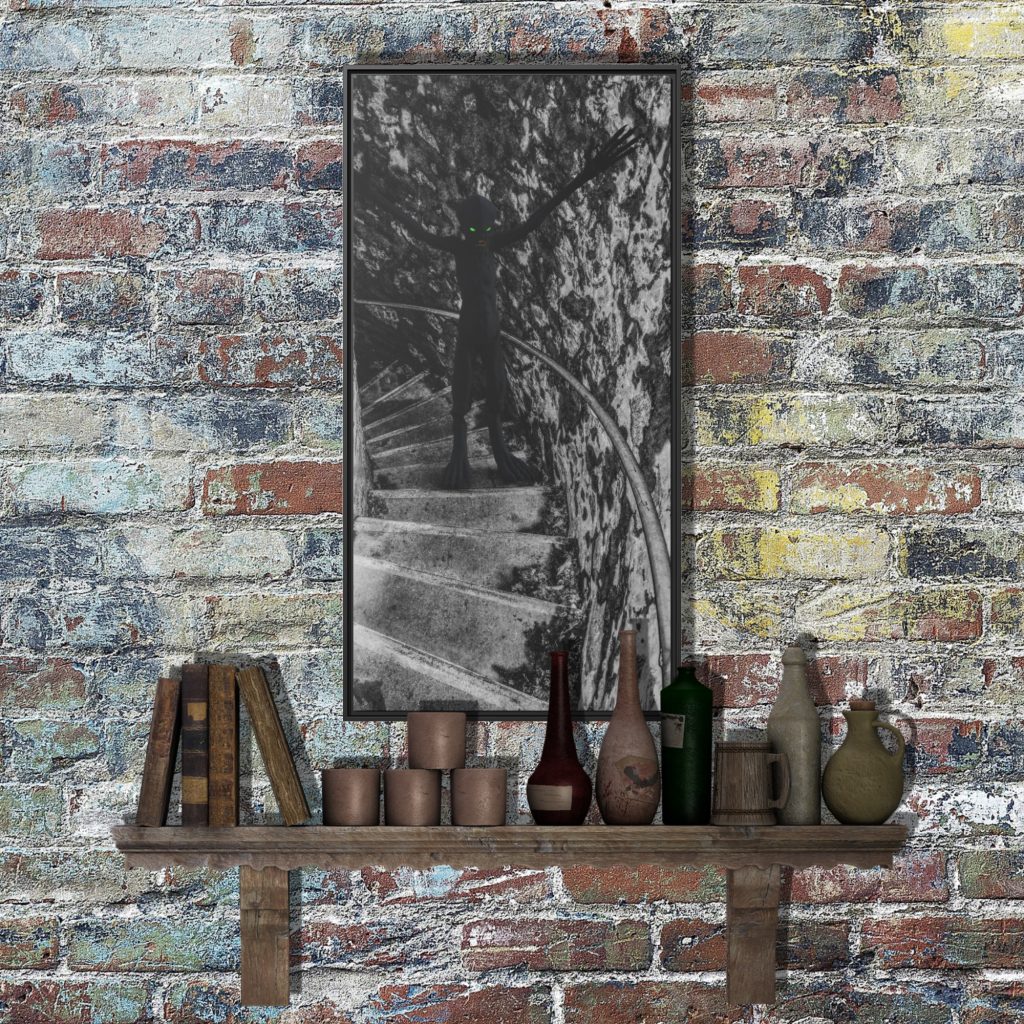 Black And White Gothic Monster Framed Canvas Art, Horror Goth Decor, Halloween Monster Canvas Wall Print - Image 3