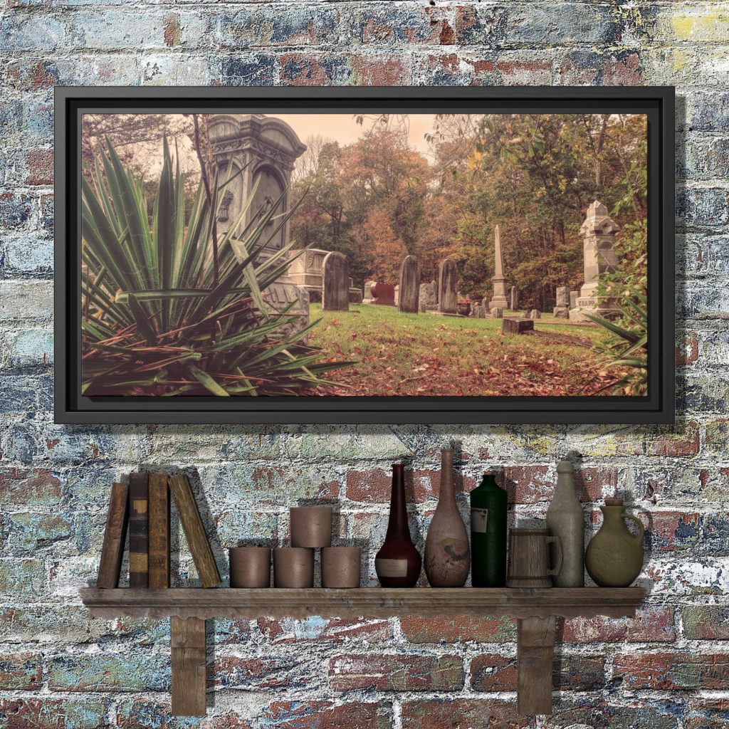 Autumn Cemetery Canvas Art, Gift For Horror, Gothic Framed Canvas Wall Art, Dark And Gloomy Landscape Print - Image 3