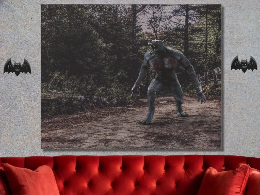 Creepy Beastly Werewolf Canvas Wall Art, Dark And Gloomy Horror Art, Monster Canvas Print - Image 2