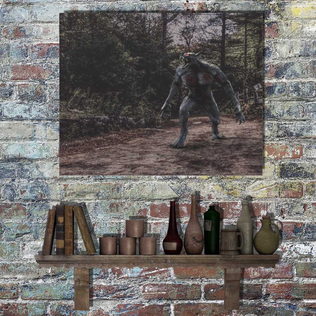 Creepy Beastly Werewolf Canvas Wall Art, Dark And Gloomy Horror Art, Monster Canvas Print - Image 3