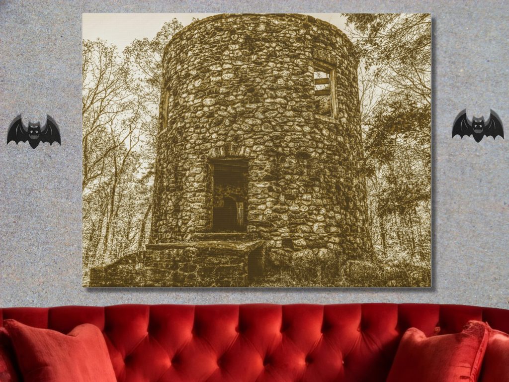 Gothic Stone Tower Canvas Wall Art, Goth Gift, Creepy Landscape Canvas Print, Goth Decor - Image 2