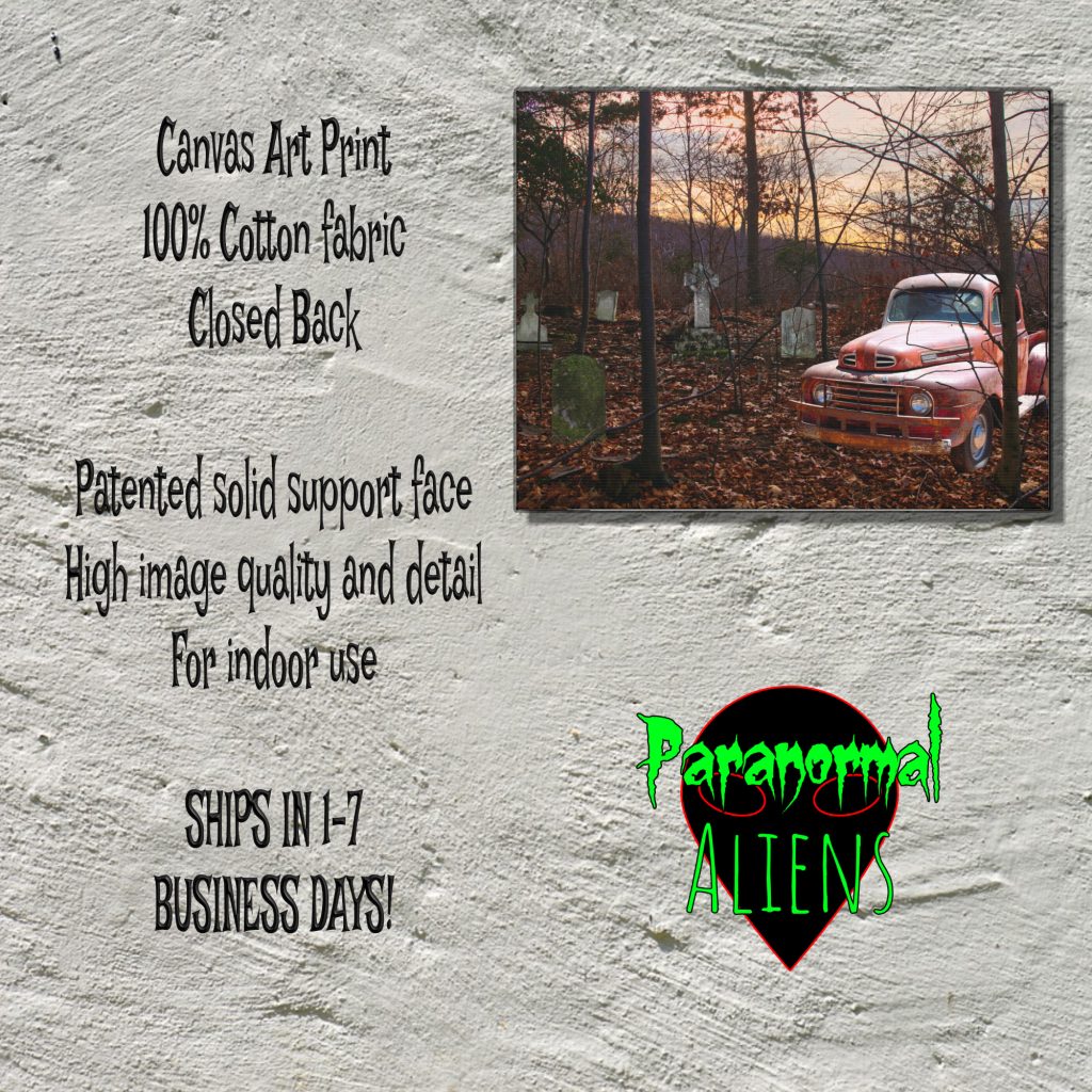 Rusty Antique Truck Cemetery Canvas Wall Art, Gothic Horror Decor, Haunted Forest, Dark Gloomy Landscape Canvas Print - Image 5
