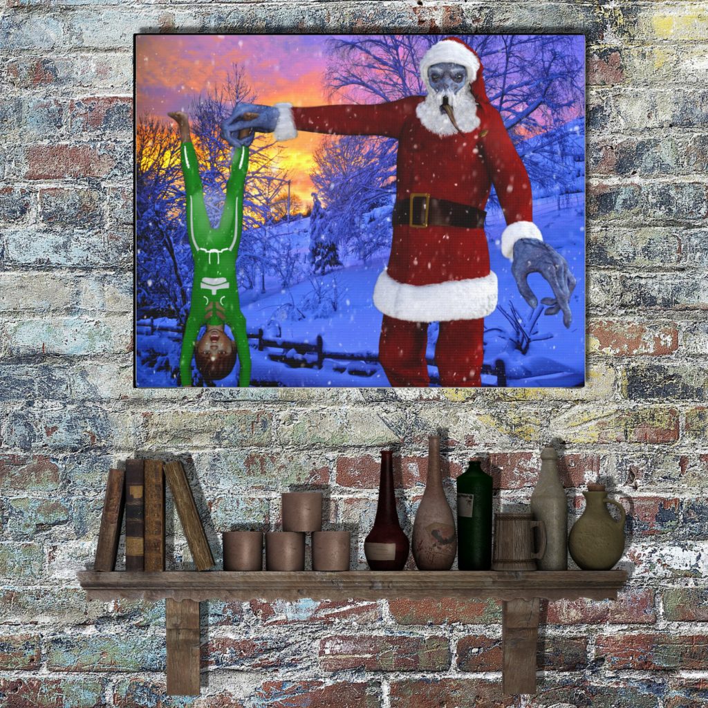 Colorful Krampus Canvas Wall Art Print, Creepy Horror Krampus Christmas, Horror Gift, Spooky Winter Landscape Canvas Print - Image 3