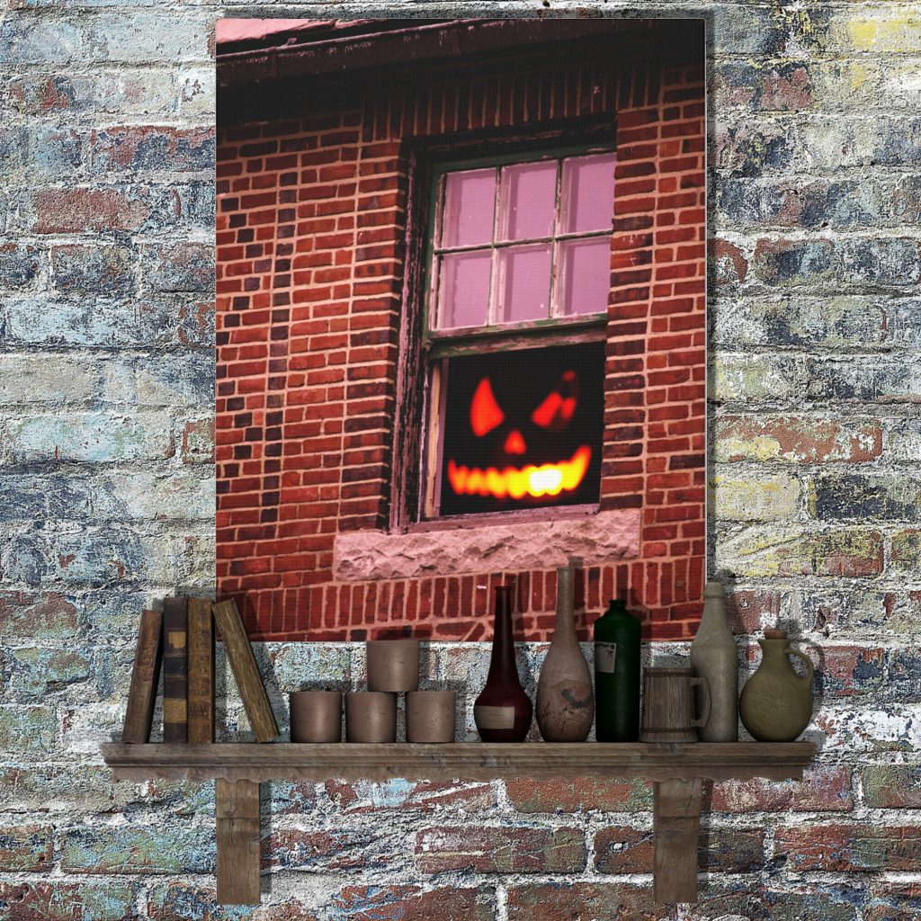 Haunted House Jack O Lantern Canvas Art, Horror Gift, Halloween Decor Canvas Wall Art, Abandoned Building Gothic Art - Image 3