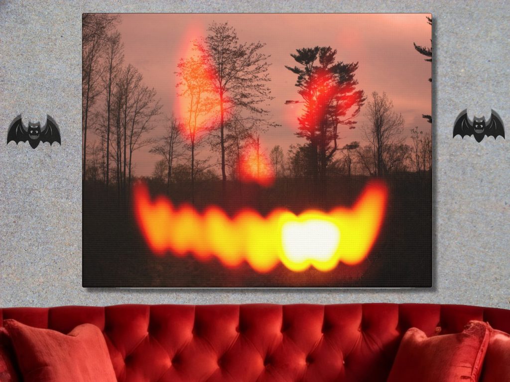 Jack O Lantern Dark Landscape Canvas Print, Goth Gift For Halloween, Horror Decor, Dark Forest Gothic Canvas Wall Art - Image 2
