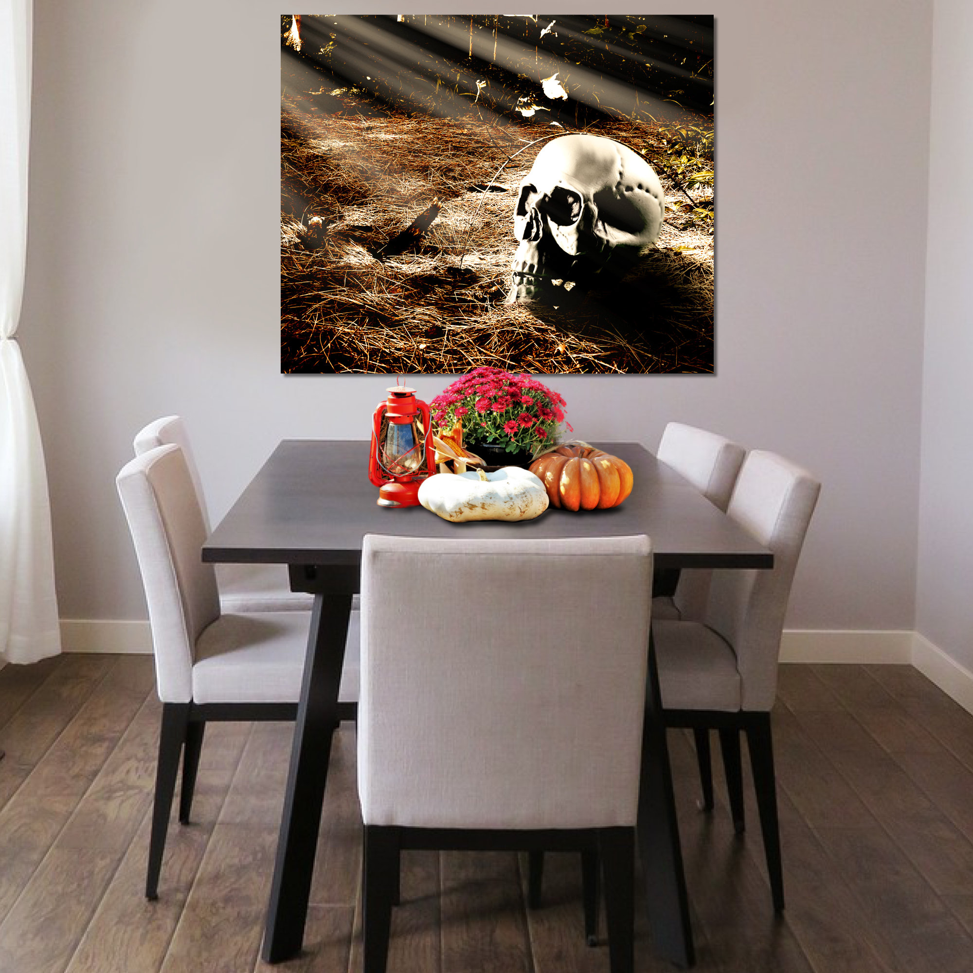 Skeleton Forest Picture Poster Gift | Dark And Moody Spooky Decor | Skull In Forest Horror Wall Art - Image 8
