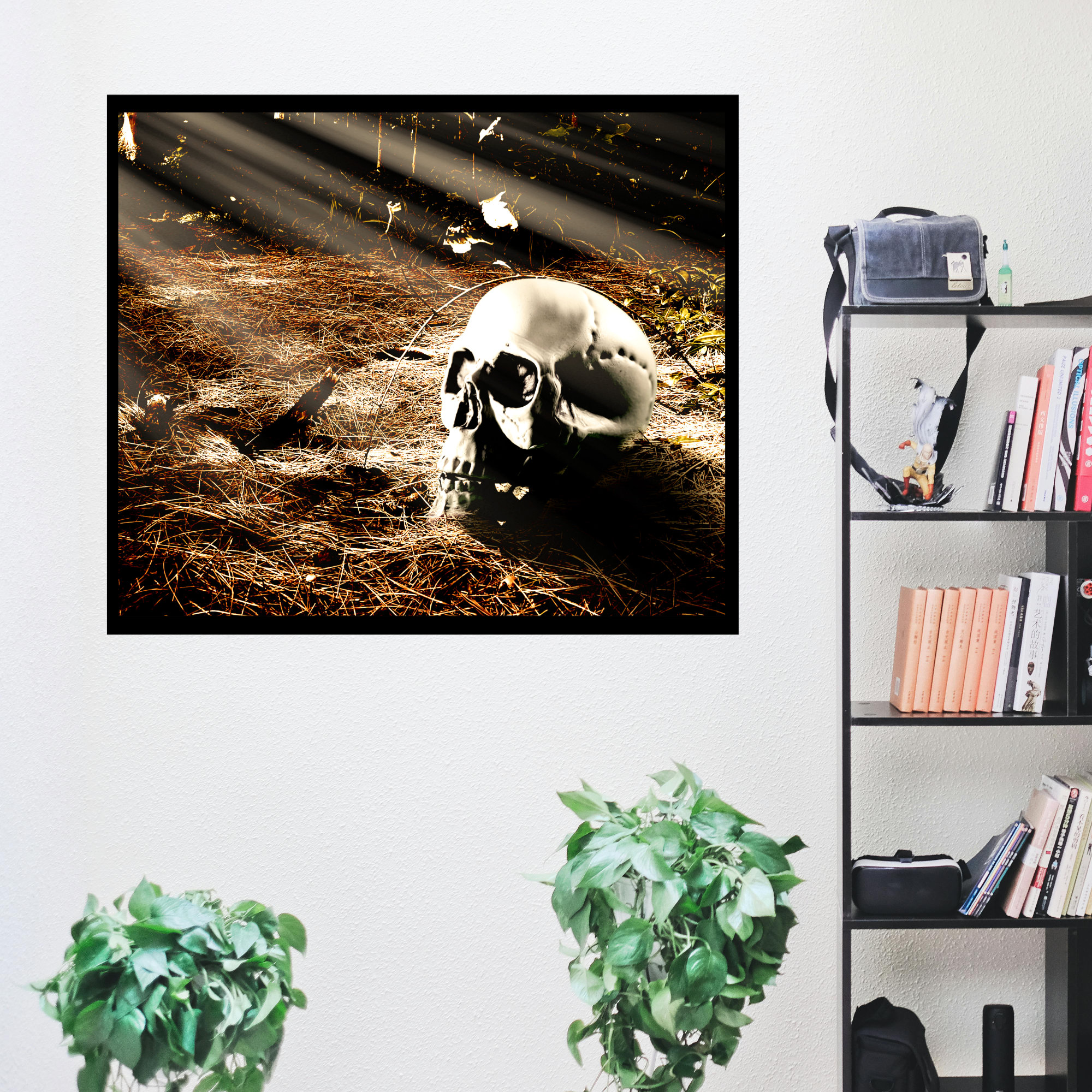 Skeleton Forest Picture Poster Gift | Dark And Moody Spooky Decor | Skull In Forest Horror Wall Art - Image 3