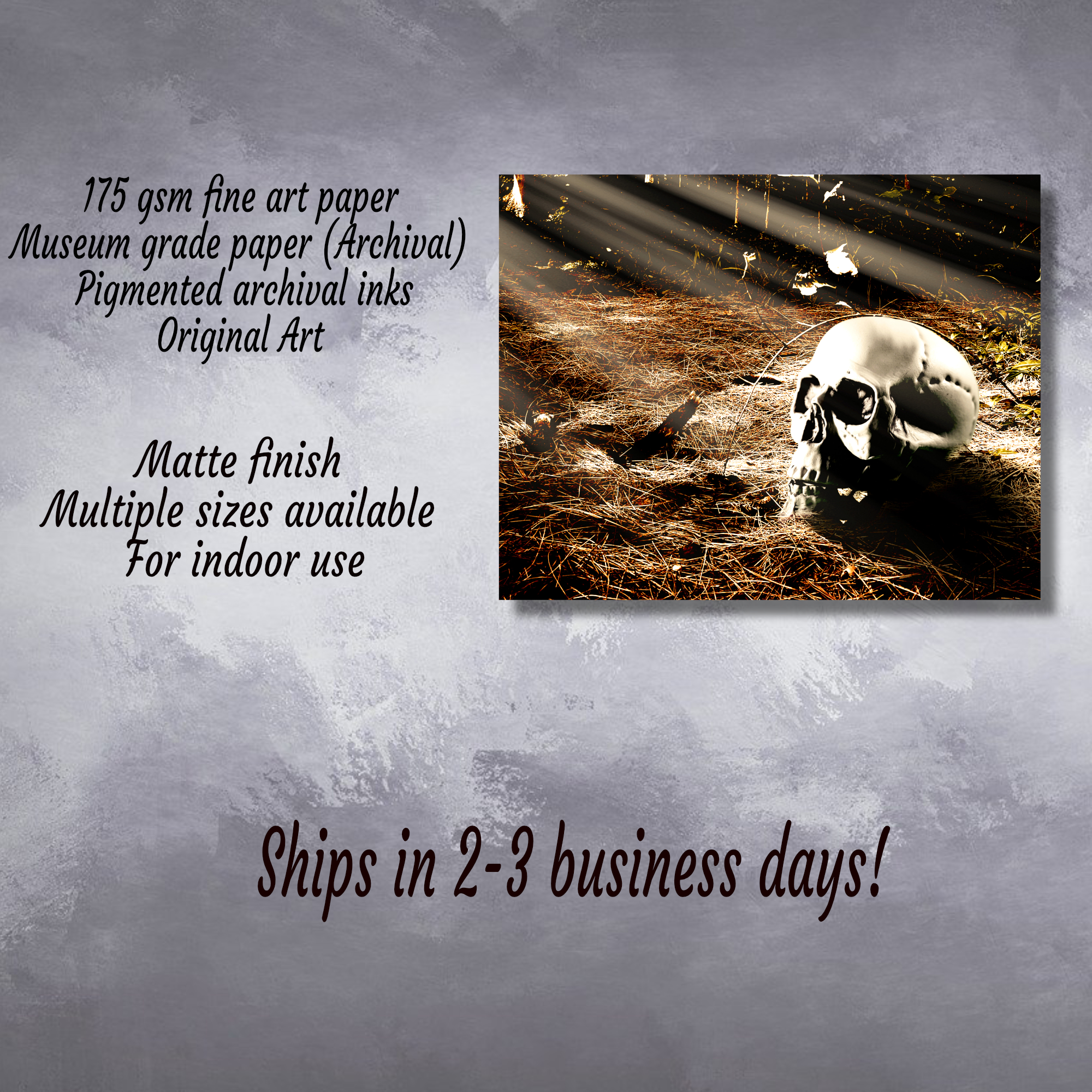 Skeleton Forest Picture Poster Gift | Dark And Moody Spooky Decor | Skull In Forest Horror Wall Art - Image 4