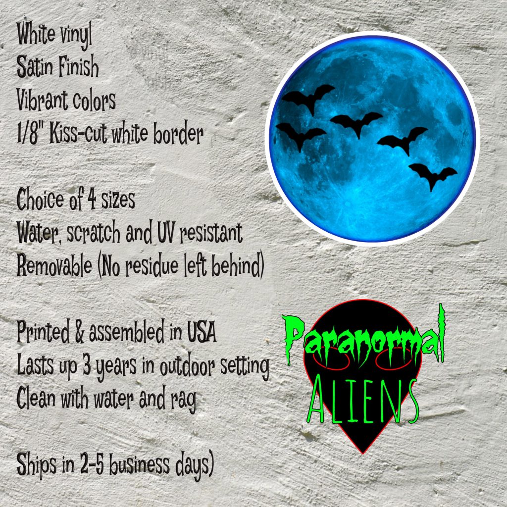 Halloween Bats and Blue Moon Sticker Gift | Gothic Waterproof Decal - Image 5