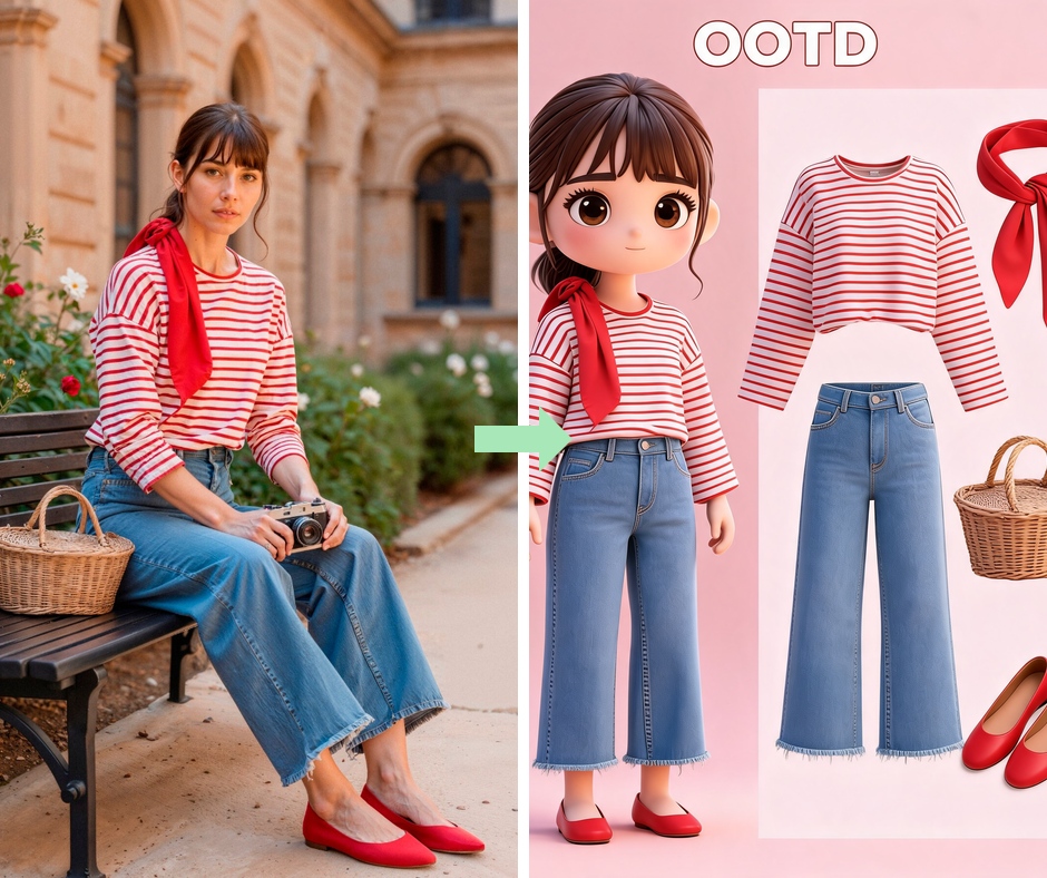 Patternful AI - 3d Chibi Character OOTD Generator Filter example