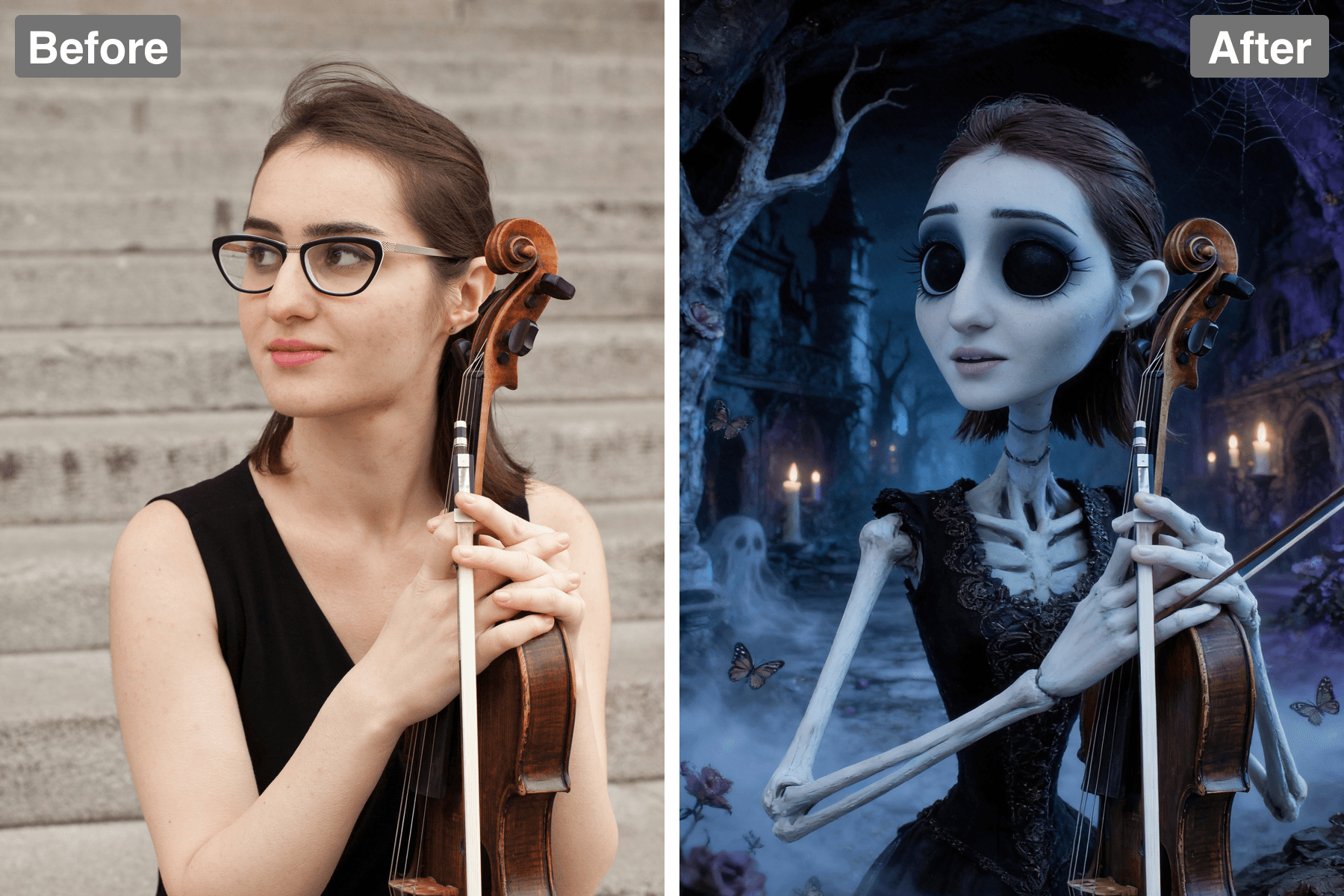 Patternful AI - Share Hauntingly Beautiful Corpse Bride Art on Social Media image