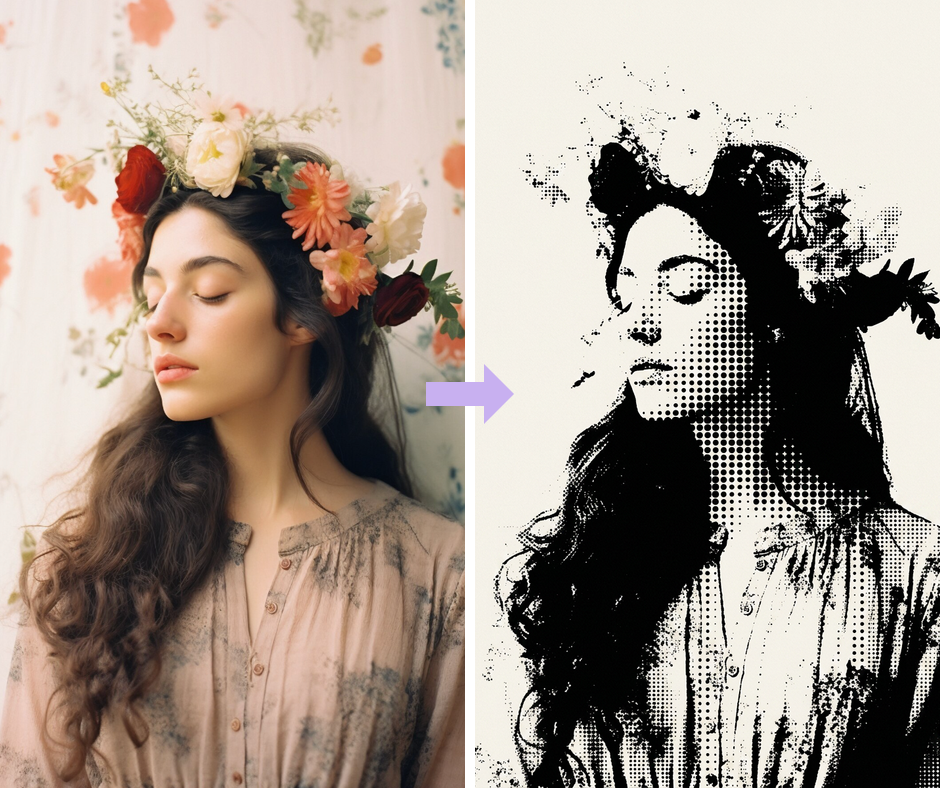 Patternful AI - Halftone Effect Filter example