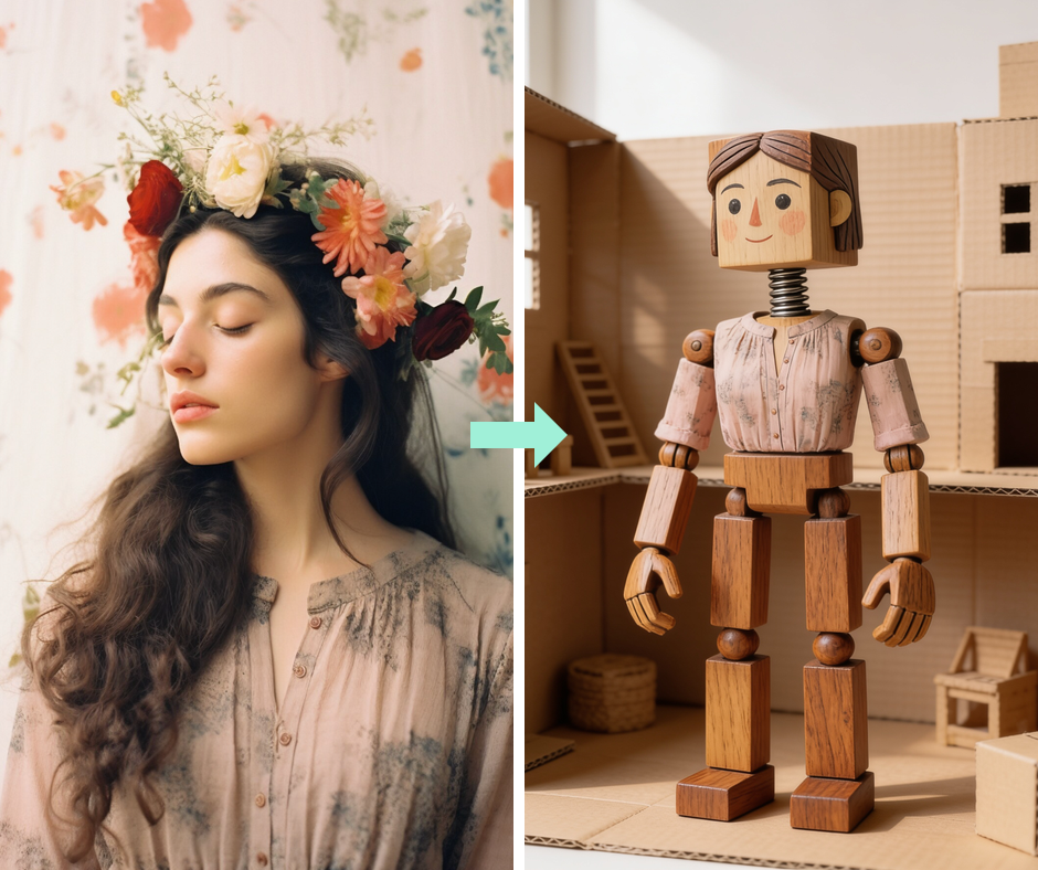 Patternful AI - Wooden Puppet Filter example
