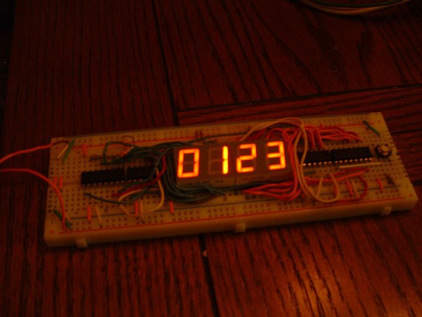 Counter circuit on a breadboard